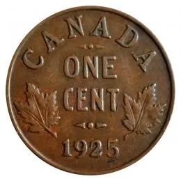 1925 Canadian 1-Cent Small Penny Coin (VF)