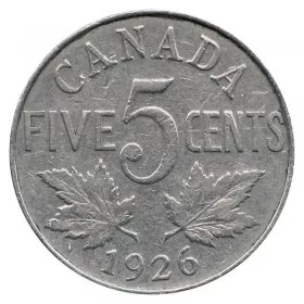1926 FAR 6 Canadian 5-Cent Nickel Coin (VG+)-ICCS graded