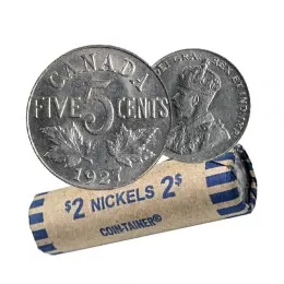 1927 Canadian 5-Cent Nickel Coin Roll (Circulated)