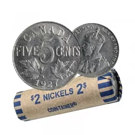 1927 Canadian 5-Cent Nickel Coin Roll (Circulated)