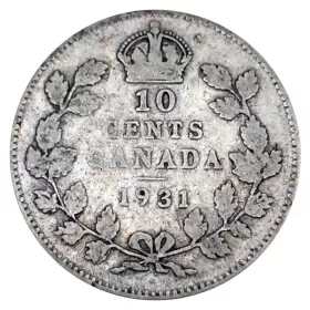 1931 Canadian 10-Cent Small Leaves Silver Dime Coin (Circulated)