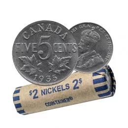 1935 Canadian 5-Cent Nickel Coin Roll (Circulated)