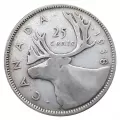 1938 Canadian 25-Cent Caribou Silver Quarter Roll in Coin Tube (Circulated)