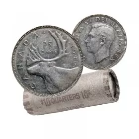 1948 Canadian 25-Cent Caribou Silver Quarter Coin Roll (Circulated)