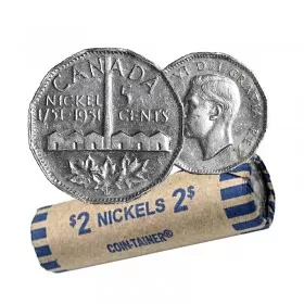 1951 (1751-) Canadian 5-Cent Nickel Isolation Bicentennial Commemorative Coin Roll (Circulated)