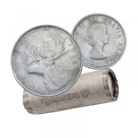 1954 Canadian 25-Cent Caribou Silver Quarter Coin Roll (Circulated)