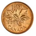 1958 Canadian 1-Cent Maple Leaf Twig Penny Roll in Coin Tube (Brilliant Uncirculated)