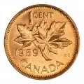 1959 Canadian 1-Cent Maple Leaf Twig Penny Roll in Coin Tube or wrapped roll (Brilliant Uncirculated)