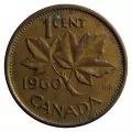 1960 Canadian 1-Cent Maple Leaf Twig Penny Coin Roll (Circulated)