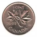 1961 Canadian 1-Cent Maple Leaf Twig Penny Roll in Coin Tube (Brilliant Uncirculated)