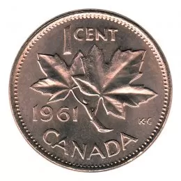 1961 Canadian 1-Cent Maple Leaf Twig Penny Coin (Brilliant Uncirculated)
