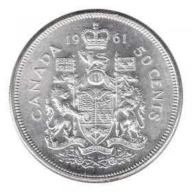 1961 Canadian 50-Cent Coat of Arms Silver Half Dollar Coin (Uncirculated) 