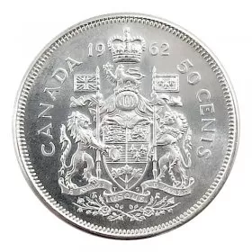 1962 Canadian 50-Cent Coat of Arms Silver Half Dollar Coin  (Uncirculated) 