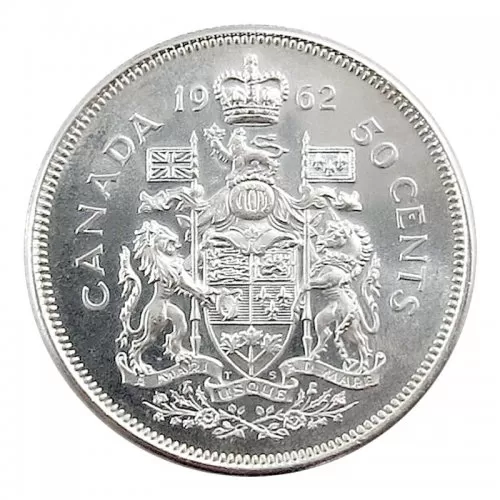 1962 Canadian 50-Cent Coat of Arms Silver Half Dollar Coin  (Uncirculated) 