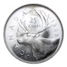 1963 Canadian 25-Cent Caribou Silver Quarter Coin (Brilliant Uncirculated)