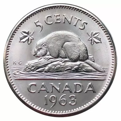 1963 Canadian 5-Cent Beaver Nickel Coin (Brilliant Uncirculated)