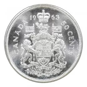 1963 Canadian 50-Cent Coat of Arms Silver Half Dollar Coin (Uncirculated) 