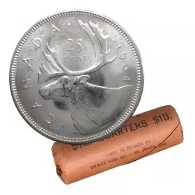 1964 Canadian 25-Cent Caribou Silver Quarter Original Coin Roll 