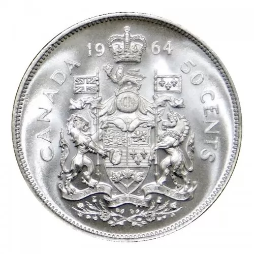 1964 Canadian 50-Cent Coat of Arms Silver Half Dollar Coin (Uncirculated) 