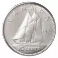 1965 Canadian 10-Cent Bluenose Schooner Dime Silver Original Coin Roll in coin tube