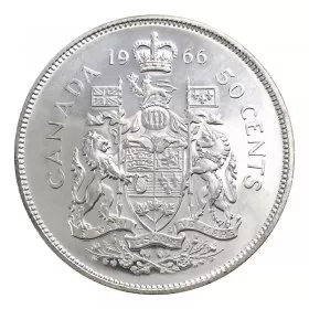 1966 Canadian 50-Cent Coat of Arms Silver Half Dollar Coin (Uncirculated) 
