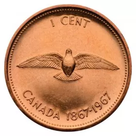 1967 (1867-) Canadian 1-Cent Rock Dove Confederation Centennial Penny Coin (Brilliant Uncirculated)-may be slightly toned