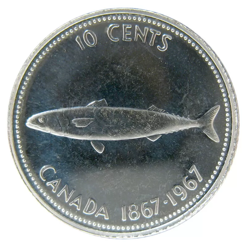 1967 (1867-) Canadian 10-Cent Mackerel (Fish) Confederation