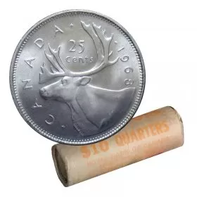 1968 Canadian 25-Cent Caribou Silver Quarter Original Coin Roll