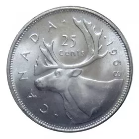 1968 Canadian 25-Cent Caribou Silver Quarter Coin (Brilliant Uncirculated)