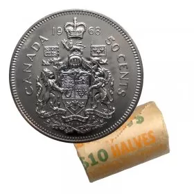 1968 Canadian 50-Cent Coat of Arms Half Dollar Original Coin Roll