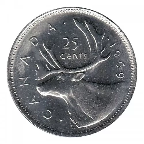 1969 Canadian 25-Cent Caribou Quarter Coin (Brilliant Uncirculated)