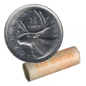 1969 Canadian 25-Cent Caribou Quarter Original Coin Roll