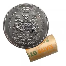 1969 Canadian 50-Cent Coat of Arms Half Dollar Original Coin Roll