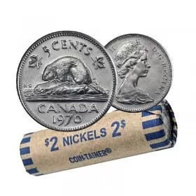 1970 Canadian 5-Cent Beaver Nickel Coin Roll (Circulated)
