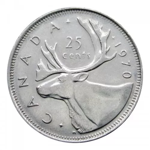1970 Canadian 25-Cent Caribou Quarter Coin (Brilliant Uncirculated)