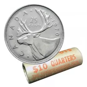 1970 Canadian 25-Cent Caribou Quarter Original Coin Roll