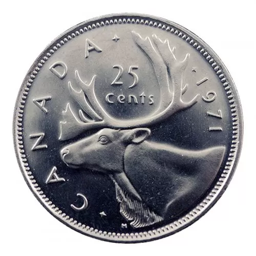 1971 Canadian 25-Cent Caribou Quarter Coin (Brilliant Uncirculated)