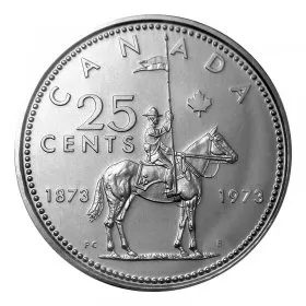 1973 (1873-) SMALL BUST Canadian 25-Cent RCMP Mounted Police Centennial Quarter Coin (Brilliant Uncirculated)