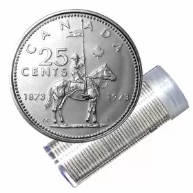 1973 (1873-) Canadian 25-Cent RCMP Mounted Police Centennial Quarter Coin Roll in Tube or paper wrap (Circulated)