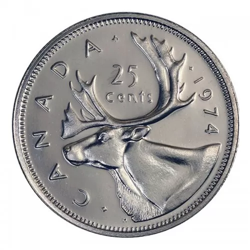 1974 Canadian 25-Cent Caribou Quarter Coin (Brilliant Uncirculated)