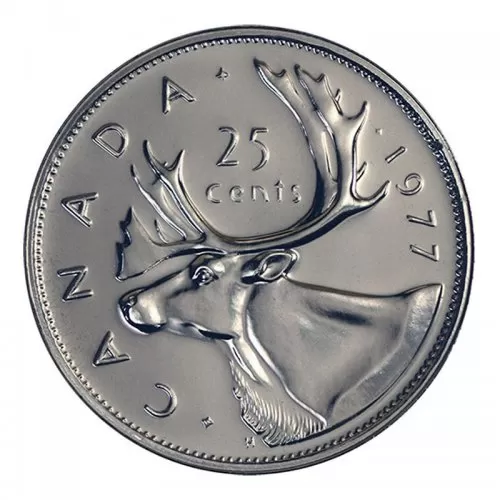 1977 Canadian 25-Cent Caribou Quarter Coin (Brilliant Uncirculated)