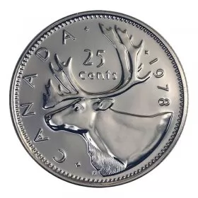 1978 LARGE DENTICLES Canadian 25-Cent Caribou Quarter Coin (Brilliant Uncirculated)