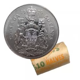 1979 Canadian 50-Cent Coat of Arms Half Dollar Original Coin Roll