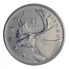 1980 Canadian 25-Cent Caribou Quarter Coin (Brilliant Uncirculated)