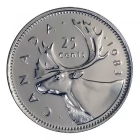 1983 Canadian 25-Cent Caribou Quarter Coin (Brilliant Uncirculated)