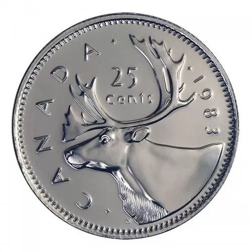 1983 Canadian 25-Cent Caribou Quarter Coin (Brilliant Uncirculated)