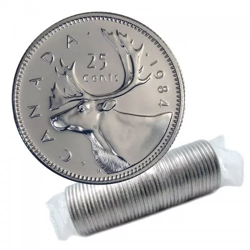 1984 Canadian 25-Cent Caribou Quarter Original Coin Roll
