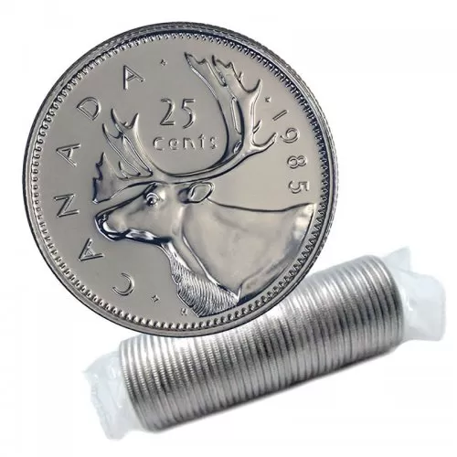 1985 Canadian 25-Cent Caribou Quarter Original Coin Roll