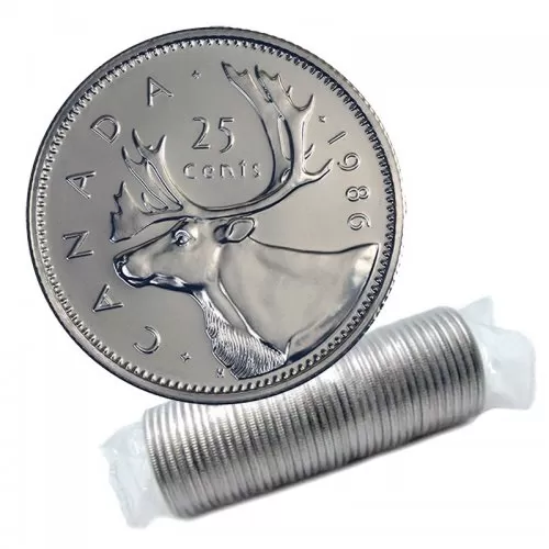 1986 Canadian 25-Cent Caribou Quarter Original Coin Roll