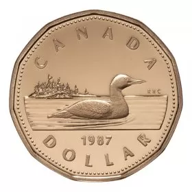 1987 Canadian $1 Common Loon Dollar Coin (Brilliant Uncirculated)-slightly toned